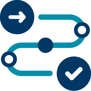 An icon of a roadmap with stops along the way