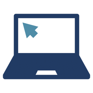 An icon of a laptop with a mouse cursor