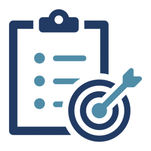 An icon of a clipboard with an arrow in a target