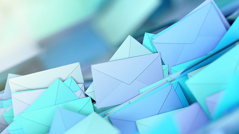 Envelopes with blue hue background
