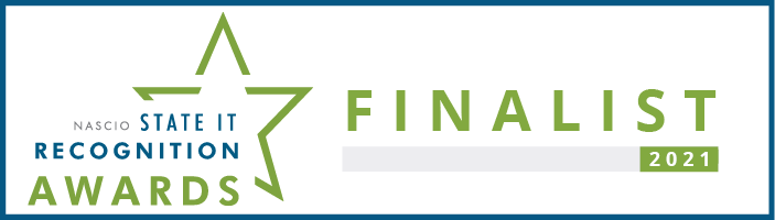 Star with text: NASCIO State IT Recognition Awards. Finalist 2021.