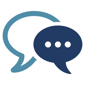 An icon of two overlappingc chat bubbles