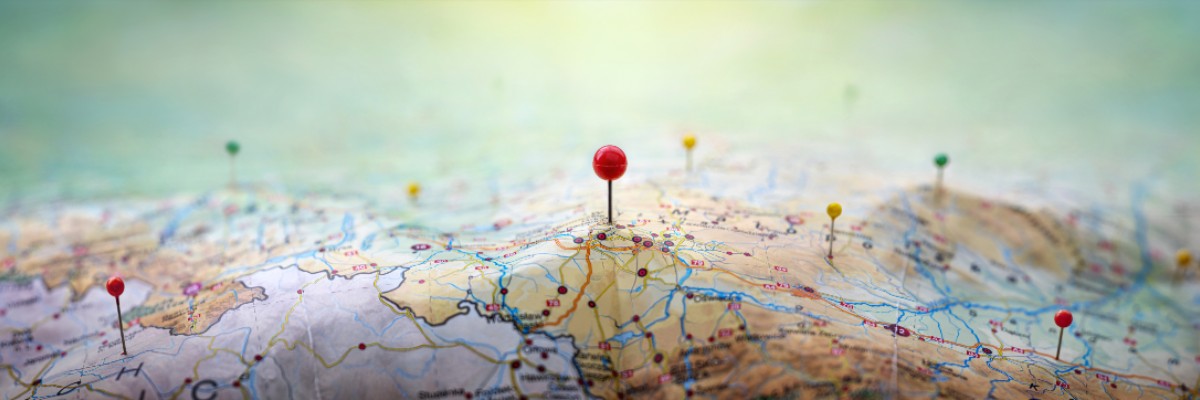 map with pins