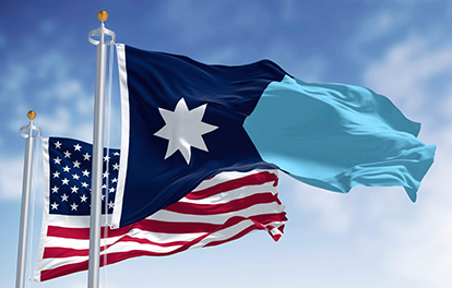 Minnesota and U.S. Flags