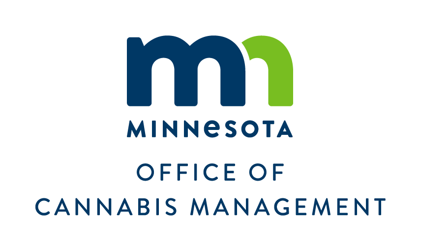 Minnesota Office of Communications logo vertical in blue and green