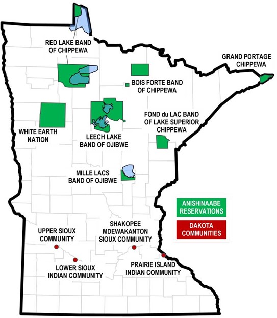 Tribal Nations Minnesota Map