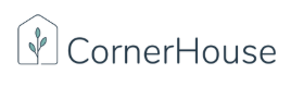 CornerHouse logo, featuring the outline of a house and a sprouting plant.