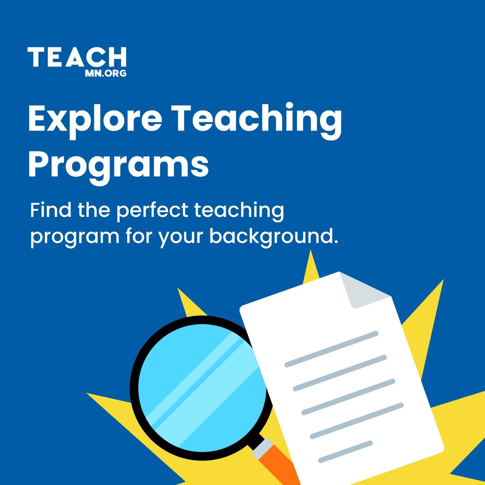 dark blue background with TeachMN.org logo in top left corner. Text underneath logo says 