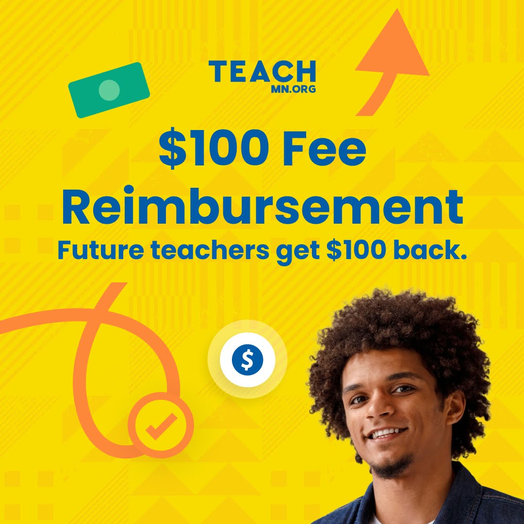 yellow background with faded geometric shape pattern. TeachMN.org logo at top middle of image. Below logo text reads 