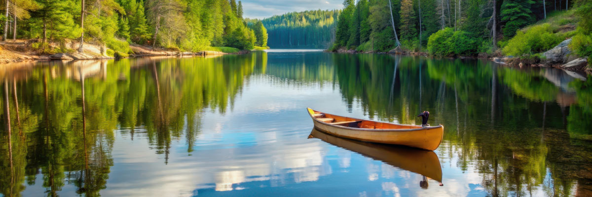photo of a canoe in a lake
