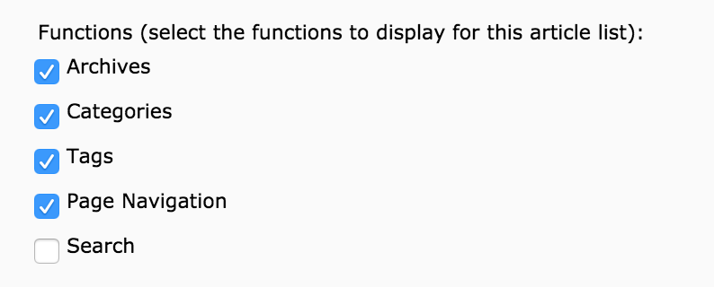 new search checkbox under list of functions