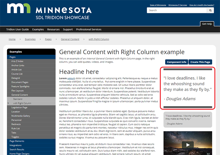 General Content page with a callout box quote highlighted
