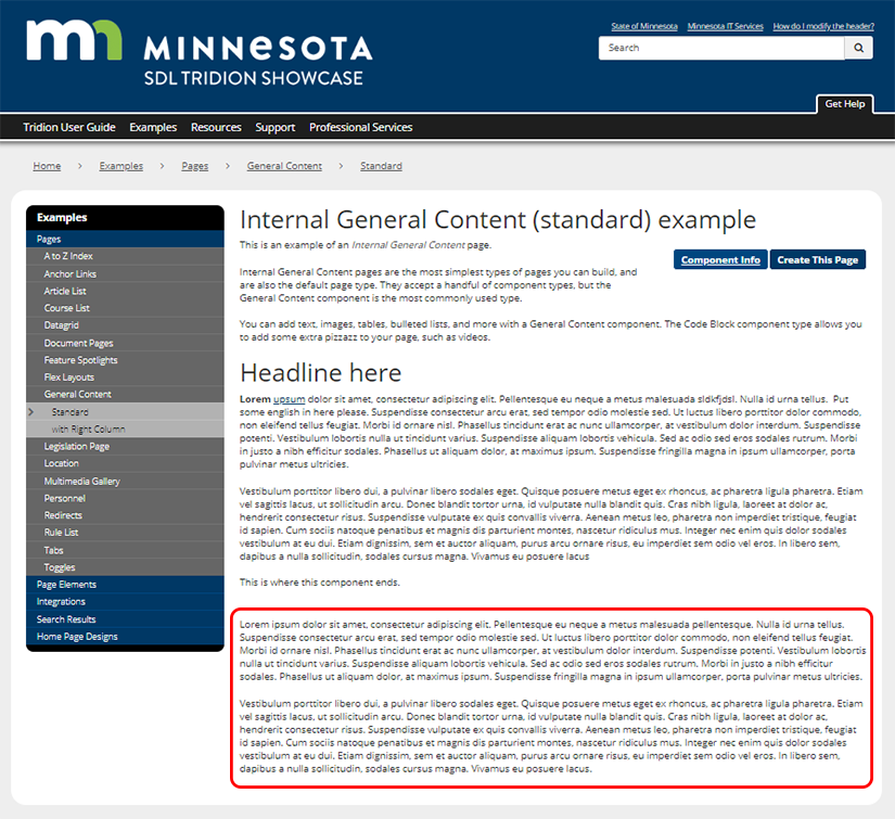 a general content component without a title, highlighted on a page