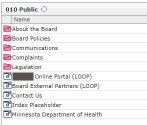 screencap of a sub-folder that has 5 structure groups and 5 pages in it