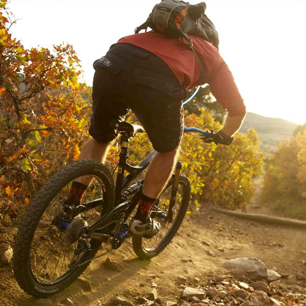 man riding mountain bike