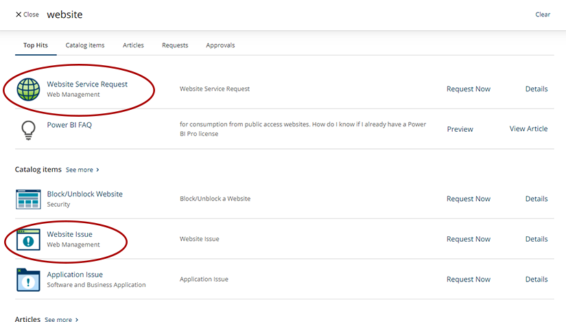 service-hub-website-options