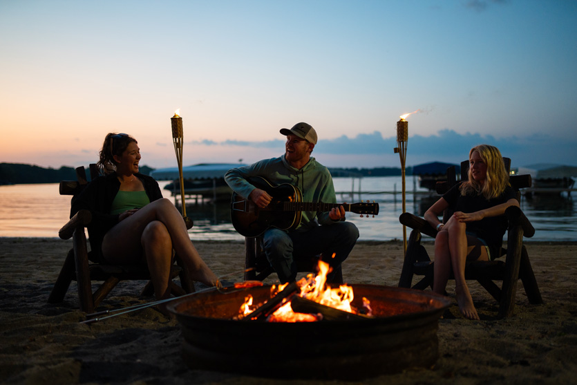 Bonfire on Beach, Fairmont / Photo Credit: Blaze Air, courtesy of Visit Fairmont