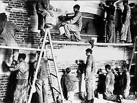 Workers in a building
