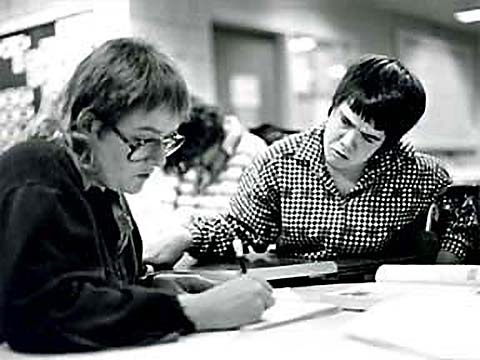 Women at a desk