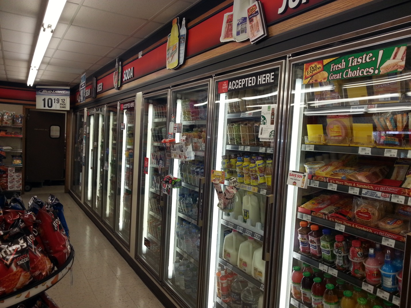 Interior of a typical convenience store has many reach-in coolers (photo courtesy of Michaels Energy) Interior of a typical convenience store has many reach-in coolers (photo courtesy of Michaels Energy)