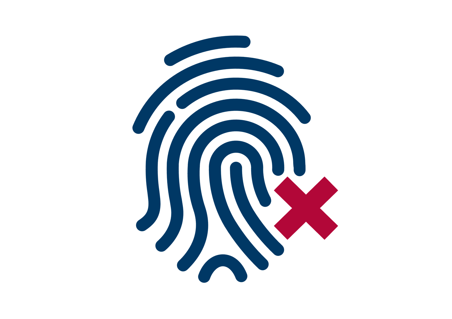 icon of fingerprint with red