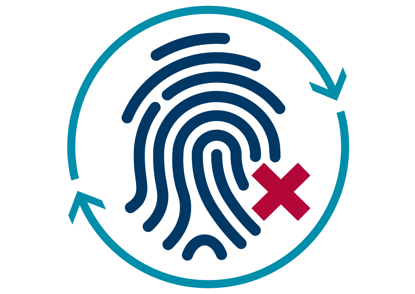 icon of fingerprint with red